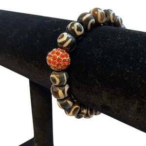 Designer Michelle Roy Stretch Bracelet bling orange